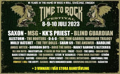 Vinn en spelning på Time To Rock Festival 8-10 juli 2023